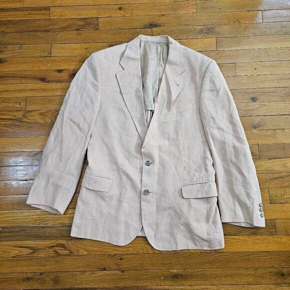 Peter Elliot Jacket Blazer 100% Linen size 52 Button Down peach - Picture 1 of 14